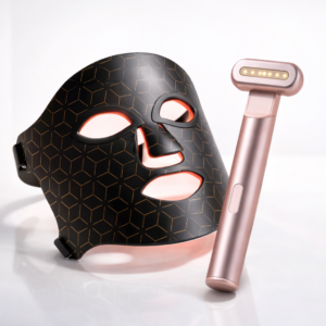 Dermaheal Pro LED Face Mask and 4-in-1 Skincare Wand displayed together as a premium skincare combo pack on a white background.